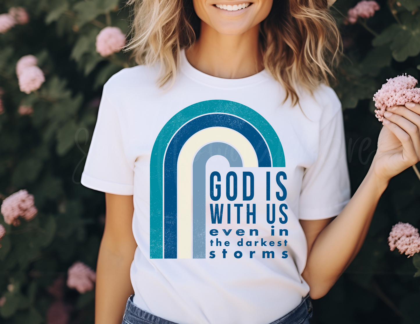 Copy of GOD IS WITH US BLUE DTF TRANSFER