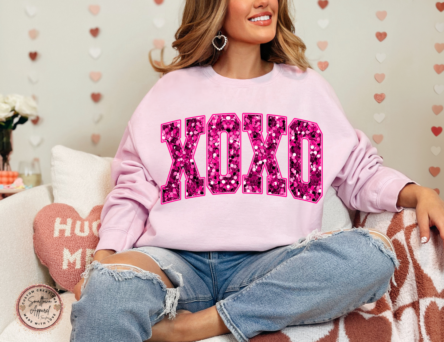 PINK SEQUIN XOXO DTF TRANSFER