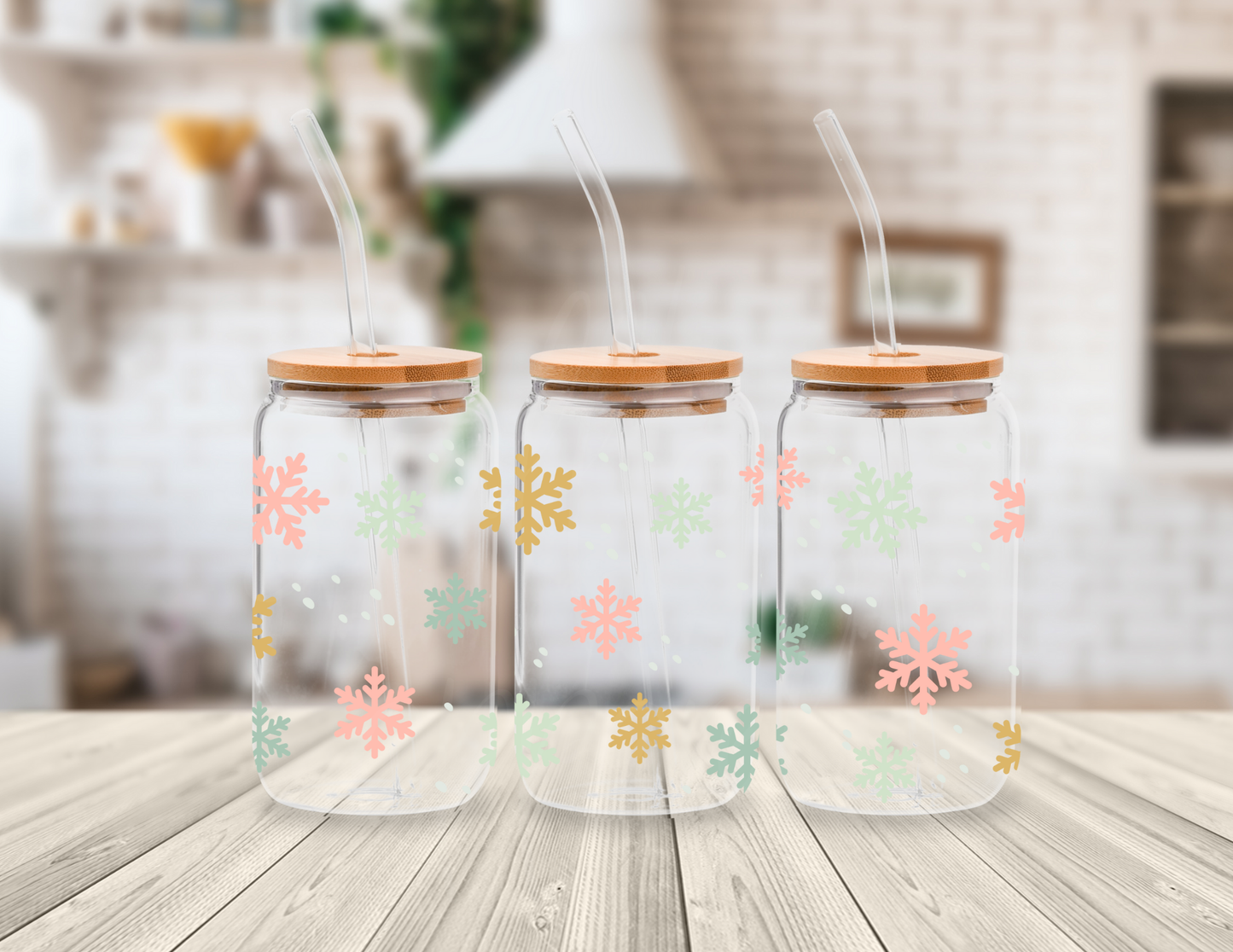 BOHO SNOWFLAKES 16 OZ UV DTF CUP WRAP