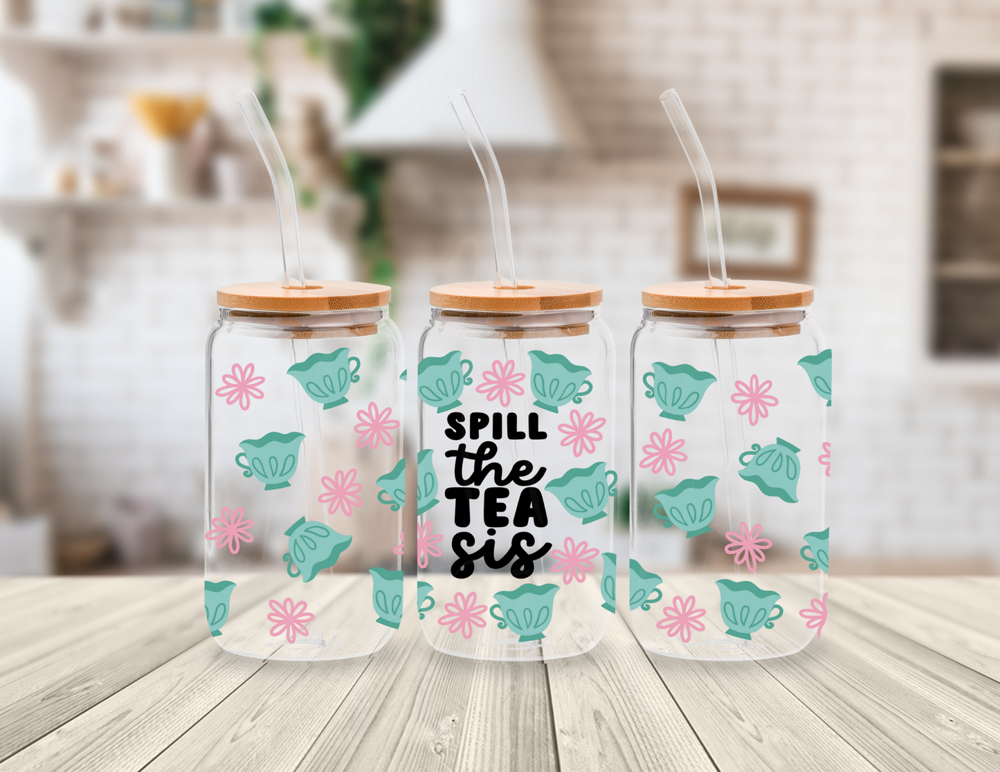 SPILLED TEA 16 OZ UV DTF CUP WRAP