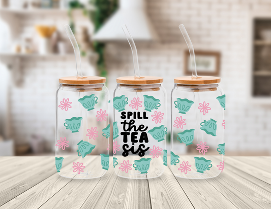 SPILLED TEA 16 OZ UV DTF CUP WRAP