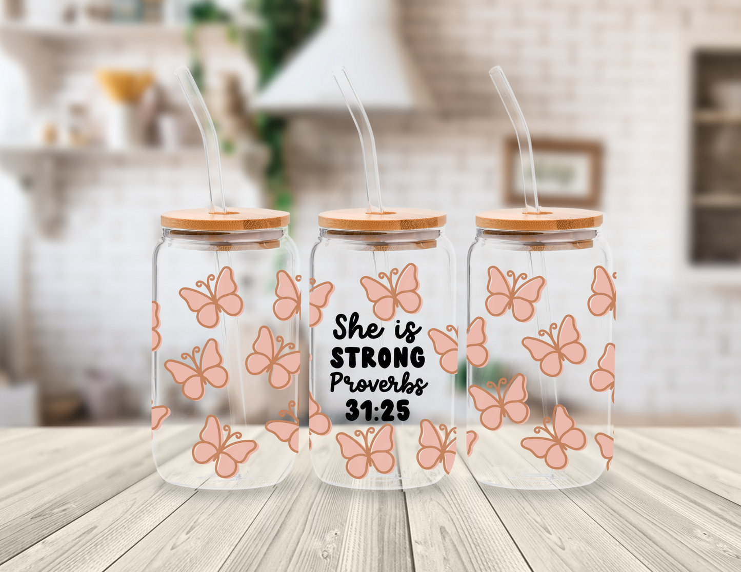 CHRISTIAN BUTTERFLY 16 OZ UV DTF CUP WRAP