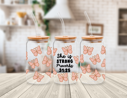 CHRISTIAN BUTTERFLY 16 OZ UV DTF CUP WRAP