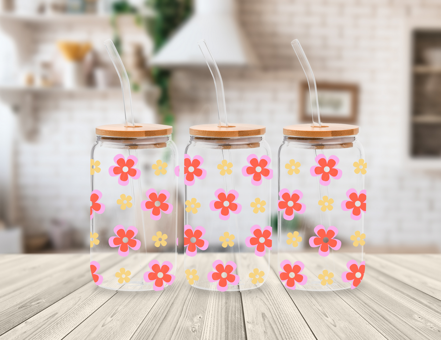 CUTE SPRING FLOWERS 16 OZ UV DTF CUP WRAP