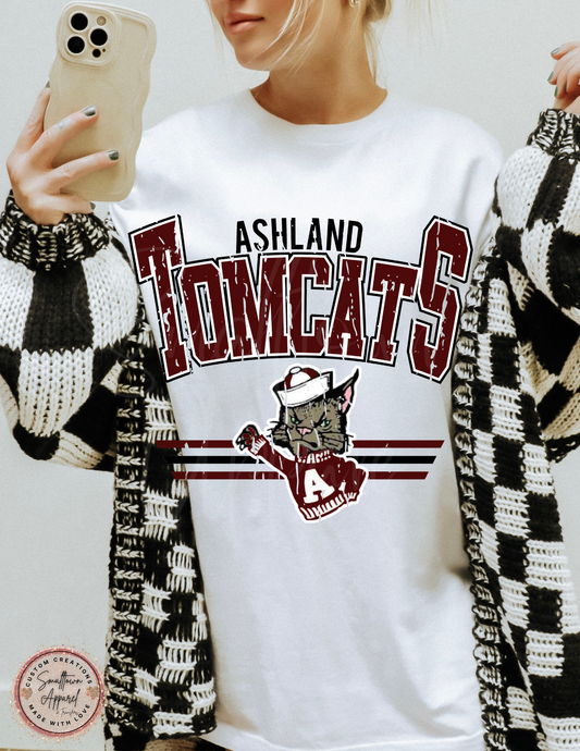 ASHLAND TOMCATS RETRO-BURGUNDY WITH CAT