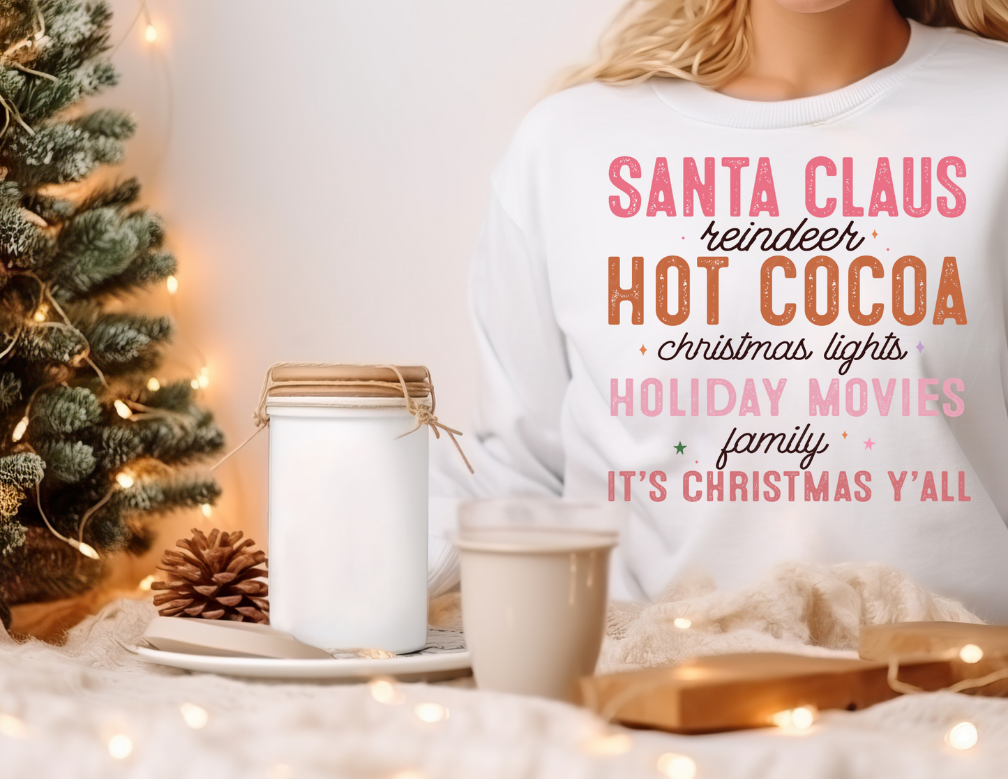 SANTA CLAUS, REINDEER, HOT COCOA DTF TRANSFER