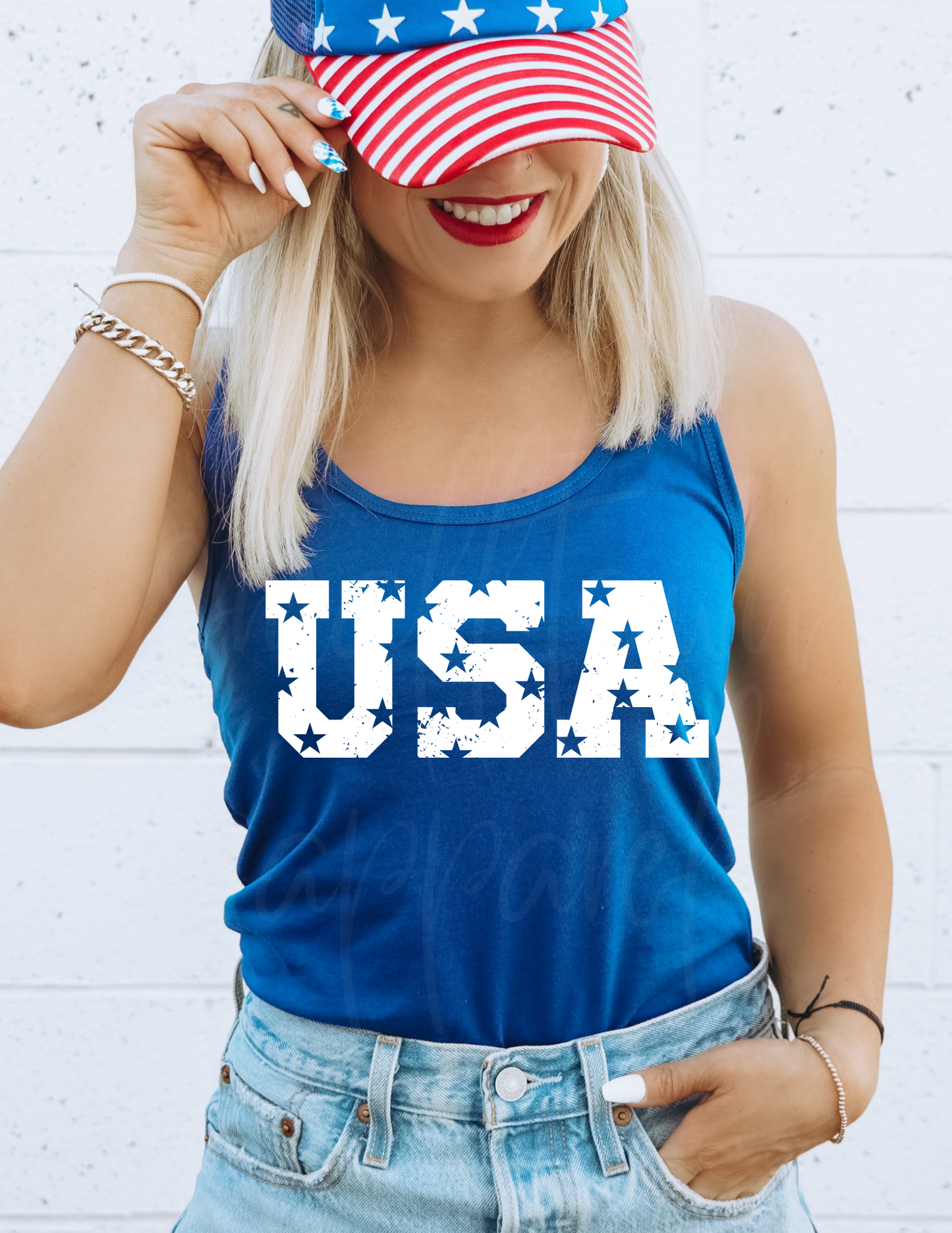 WHITE USA 4TH JULY DTF TRANSFER