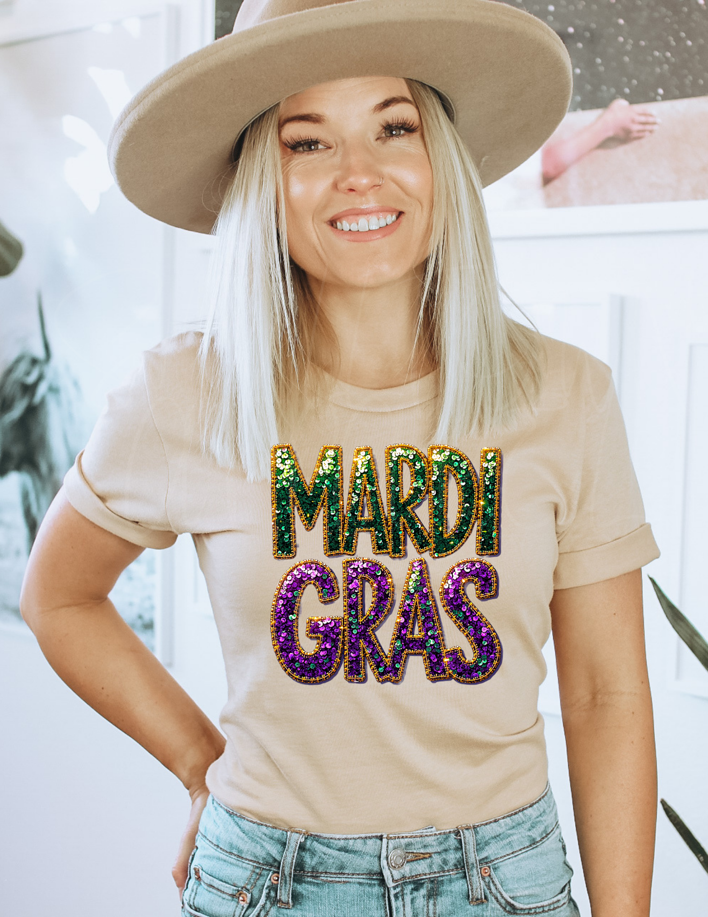PURPLE/GREEN MARDI GRAS DTF TRANSFER