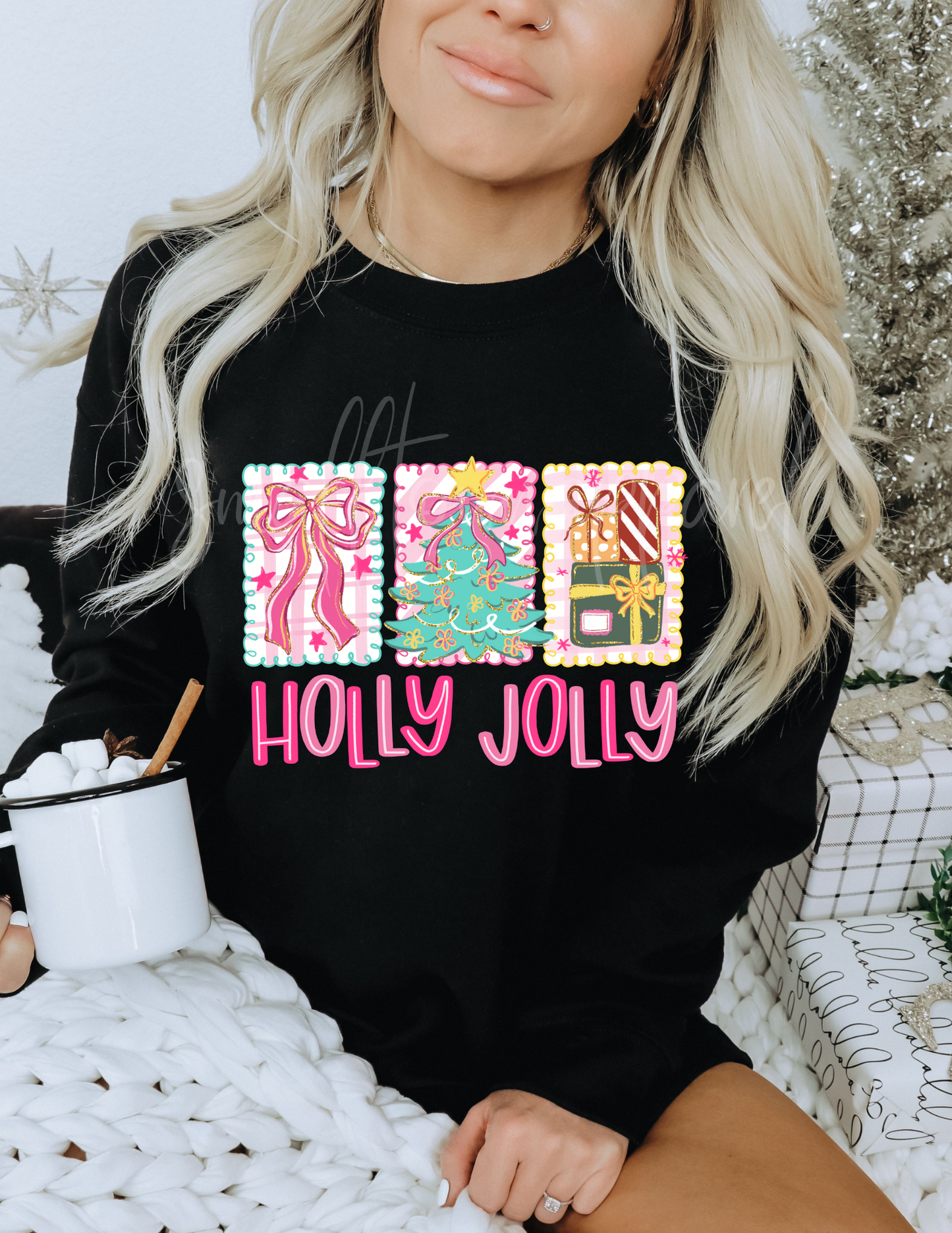 CHRISTMAS HOLLY JOLLY  DTF TRANSFER