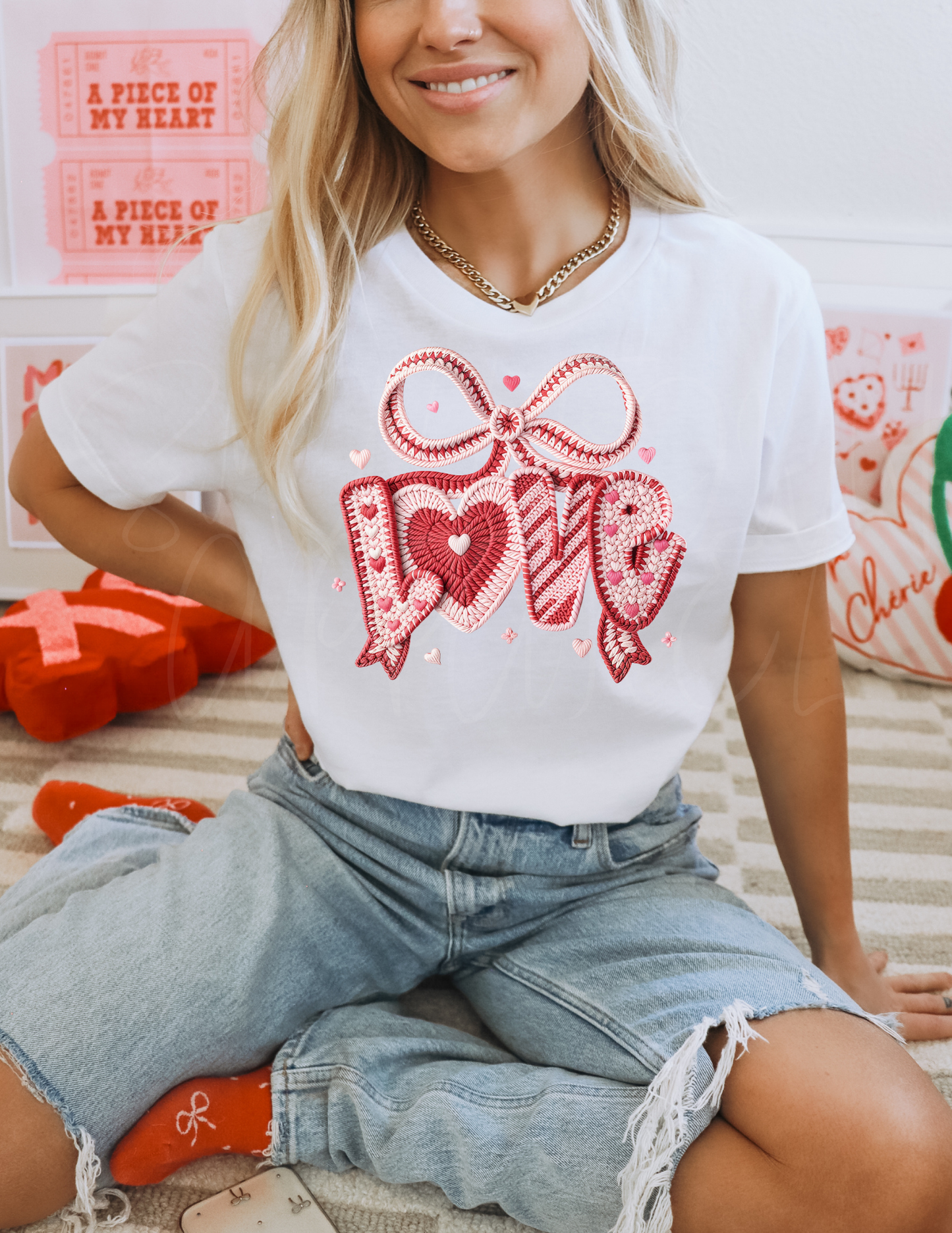PINK HEARTED LOVE DTF TRANSFER