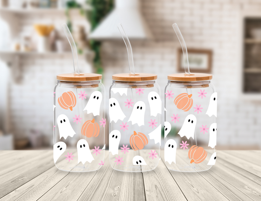 CUTE BATS AND GHOSTS 16 OZ UV DTF CUP WRAP