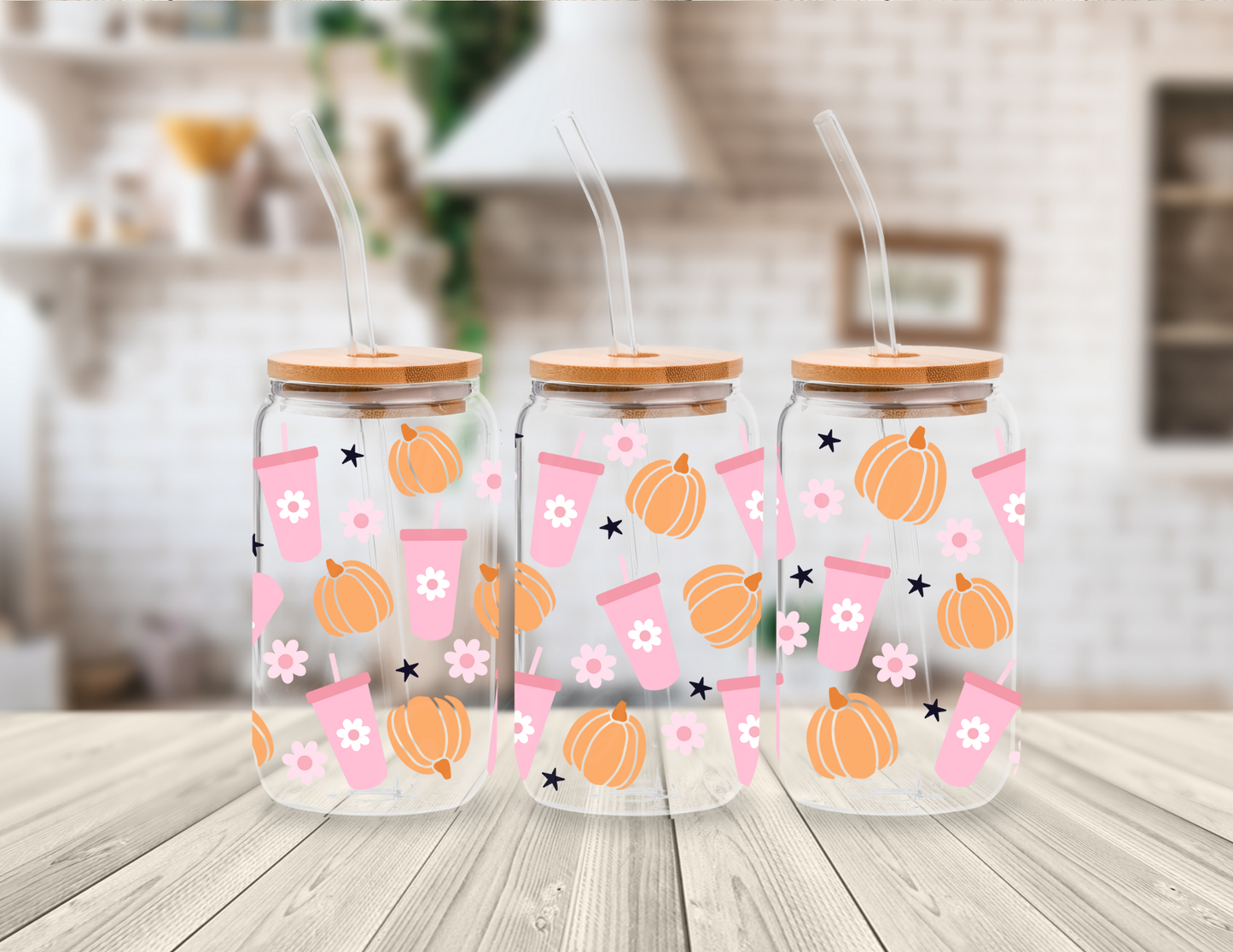 PUMPKINS AND COFFE 16 OZ UV DTF CUP WRAP