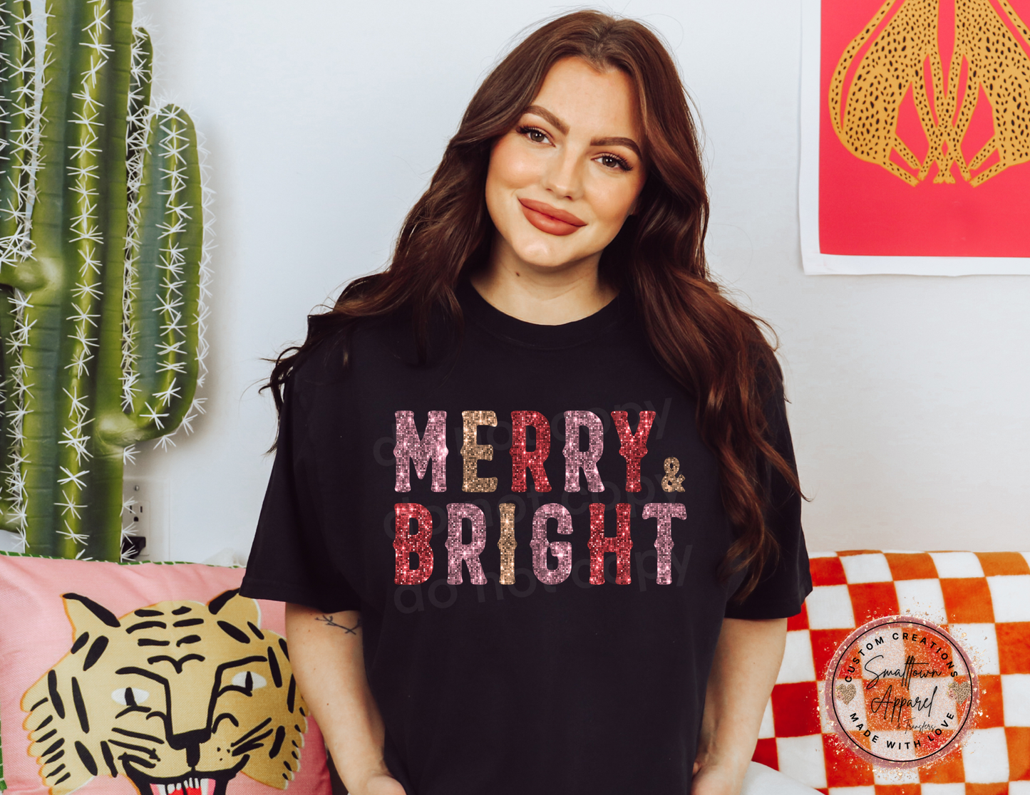 MERRY & BRIGHT SEQUIN DTF TRANSFER