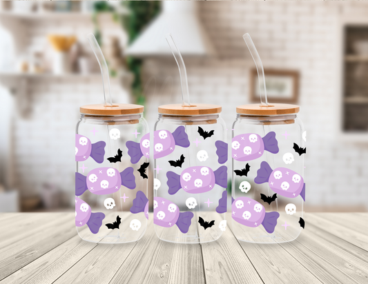 PURPLE SKULL CANDY  16 OZ UV DTF CUP WRAP