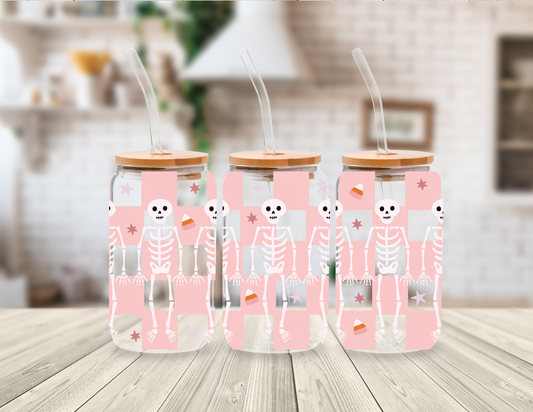 SKELETON CHECKERED 16 OZ UV DTF CUP WRAP