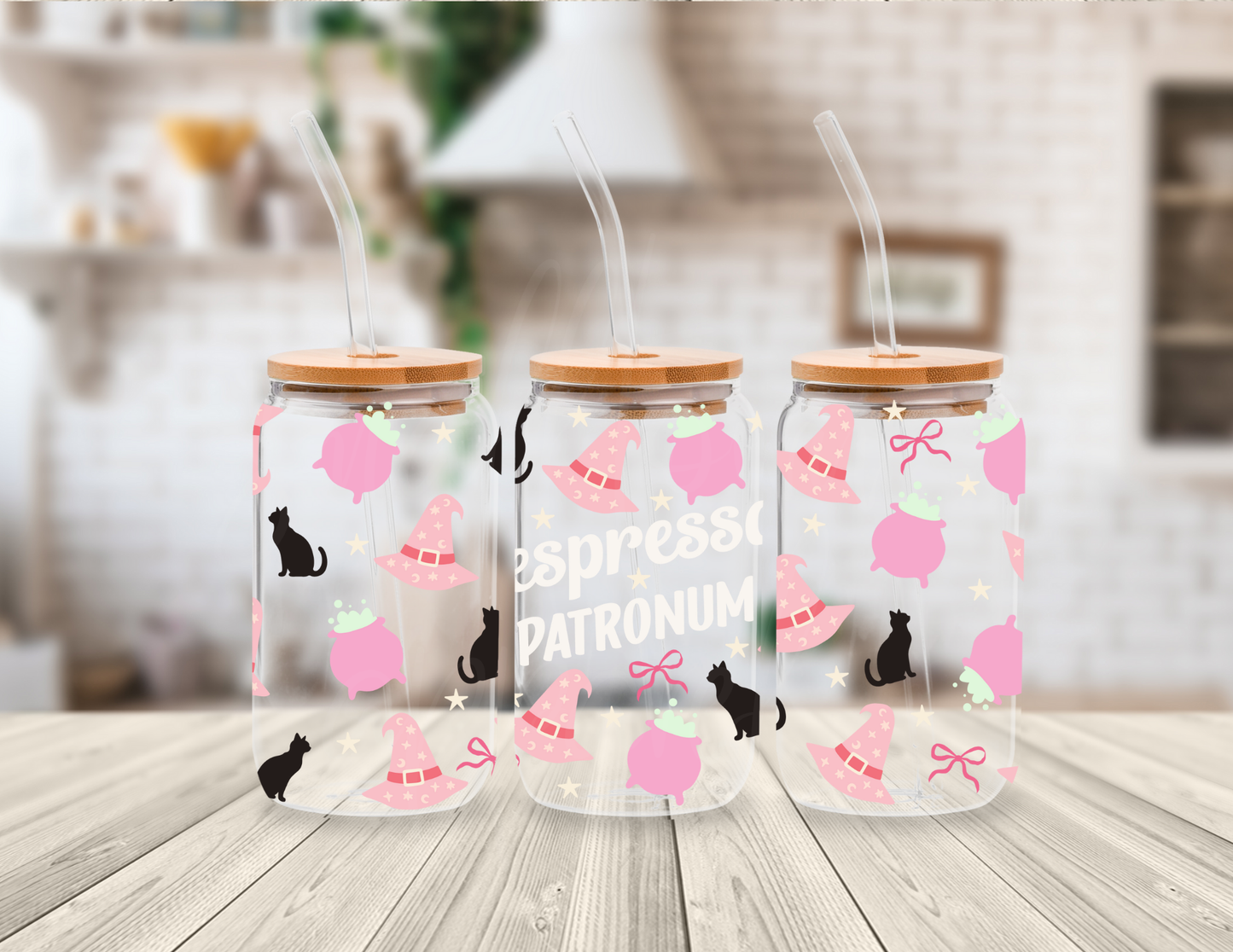 PINK HALLOWEEN ESPRESSO 16 OZ UV DTF CUP WRAP