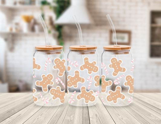 CUTE GINGERBREAD MEN 16 OZ UV DTF CUP WRAP