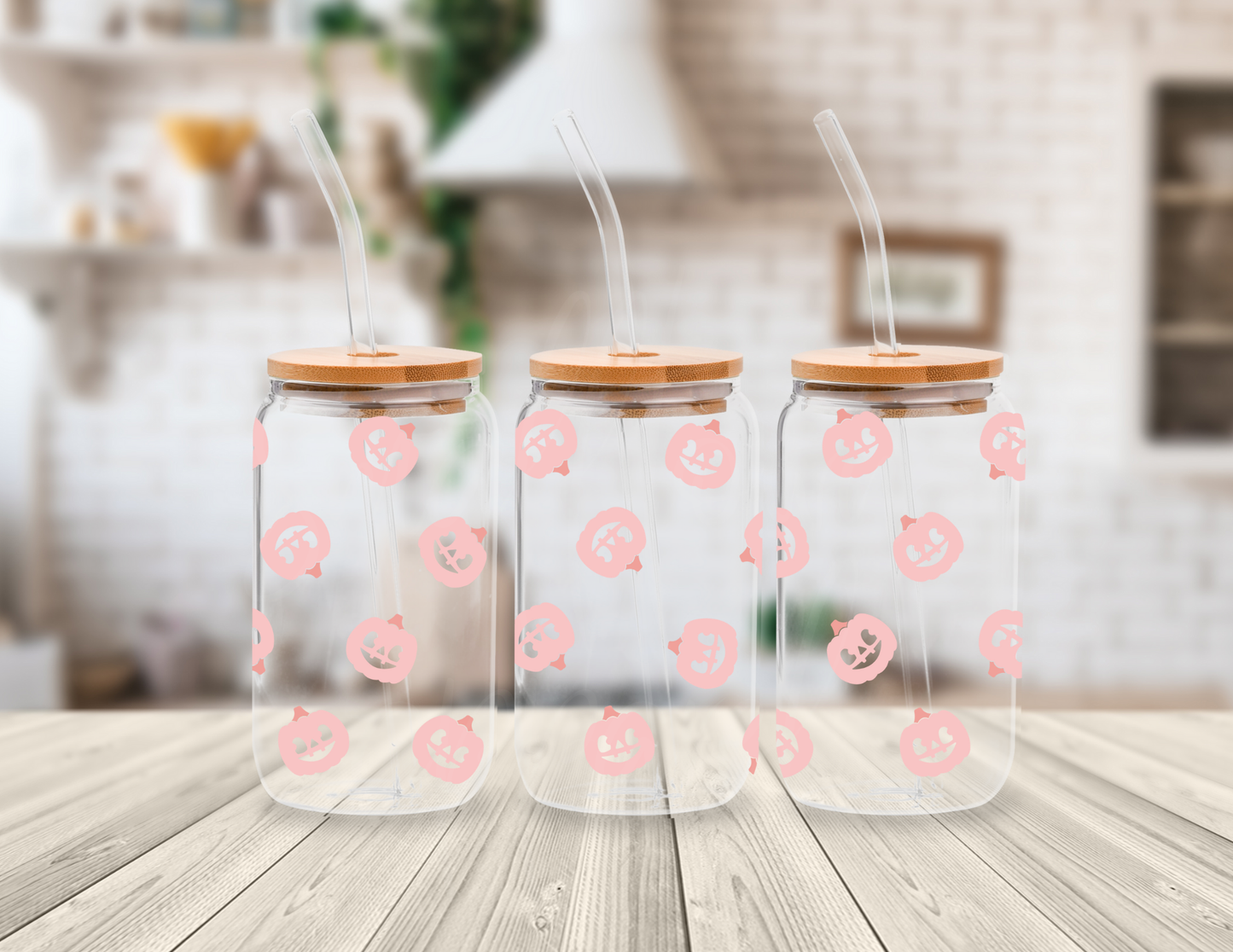 CUTE PINK PUMPKINS 16 OZ UV DTF CUP WRAP