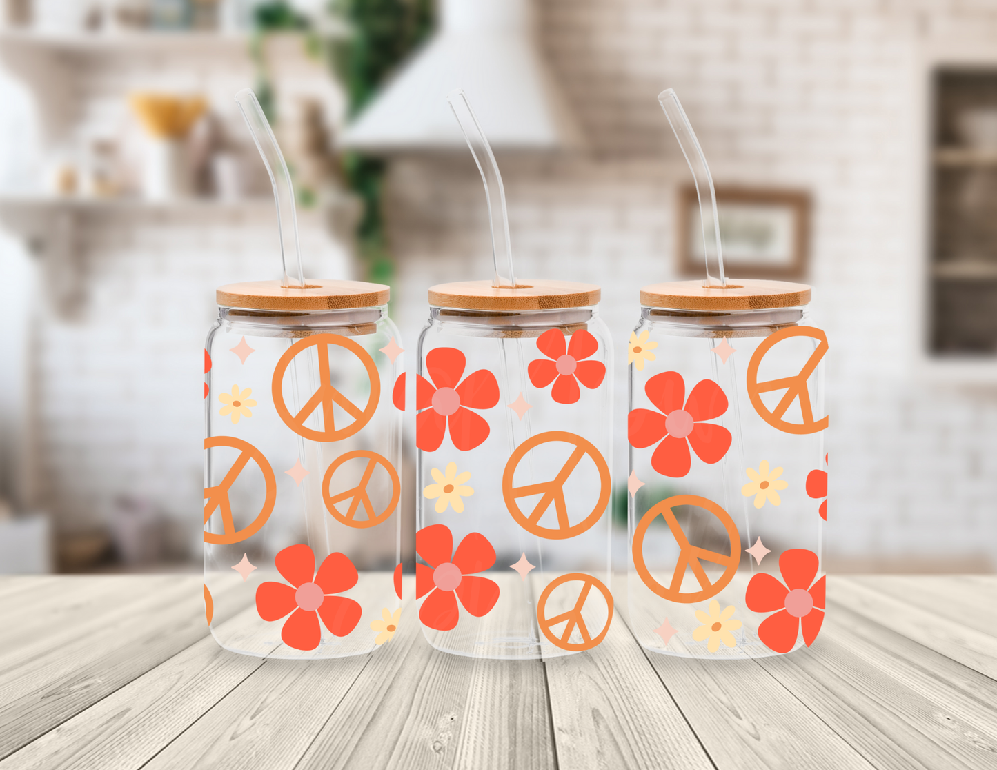 ORANGE HIPPIE 16 OZ UV DTF CUP WRAP