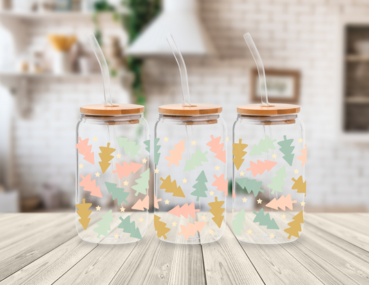 CUTE CHRISTMAS TREES 16 OZ UV DTF CUP WRAP