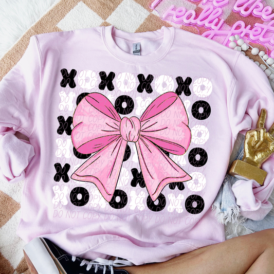 PINK XO STACKED BOW DTF TRANSFER