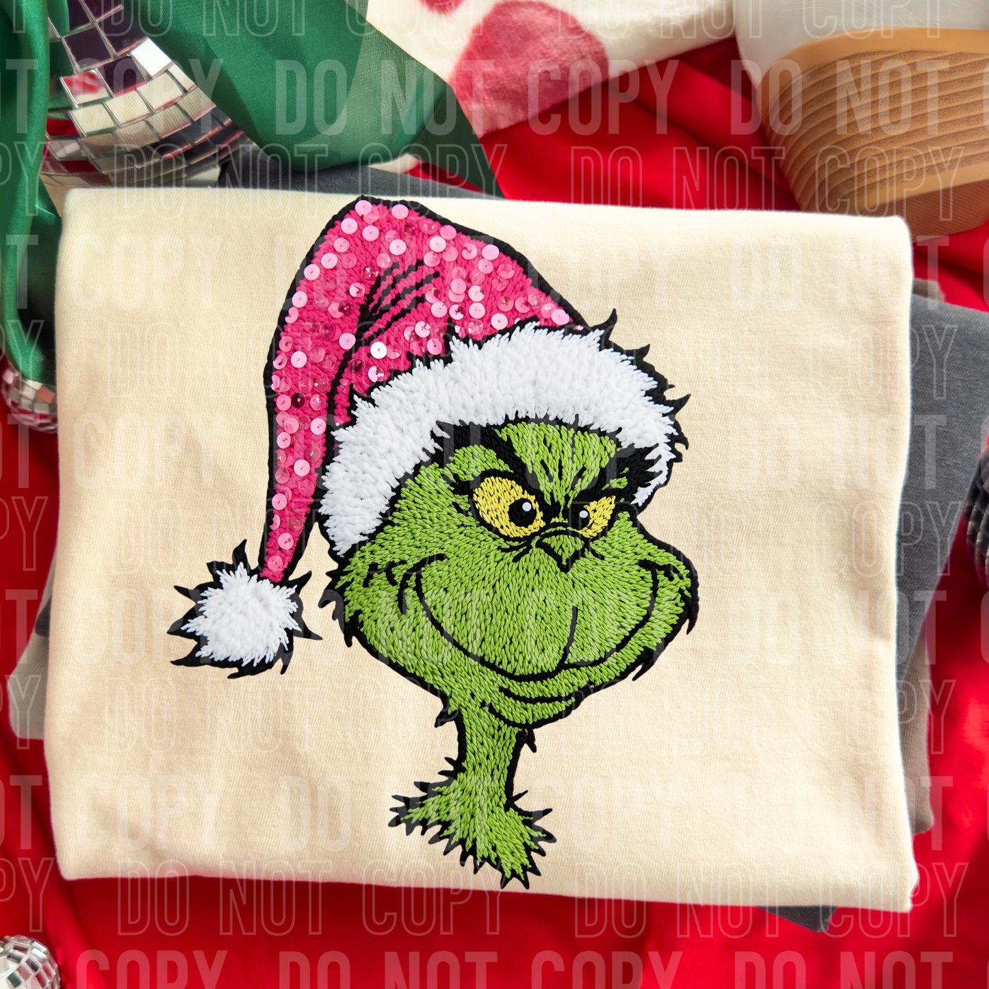 SEQUIN GRINCH DTF TRANSFER
