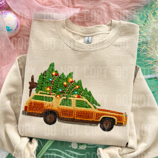 YARN CHRISTMAS CAR DTF TRANSFER