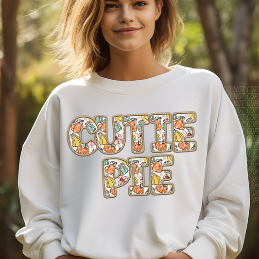 CUTIE PIE EMBROIDERY DTF TRANSFER