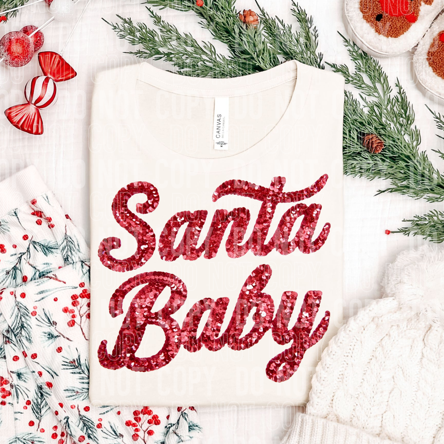 YARN SEQUIN SANTA BABY DTF TRANSFER