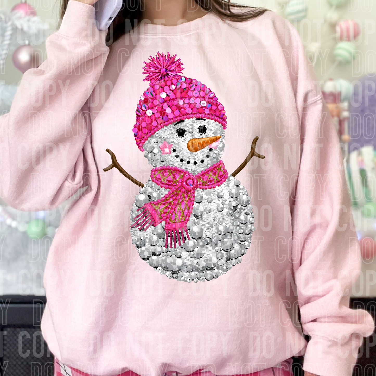 SEQUIN SNOWMAN DTF TRANSFER