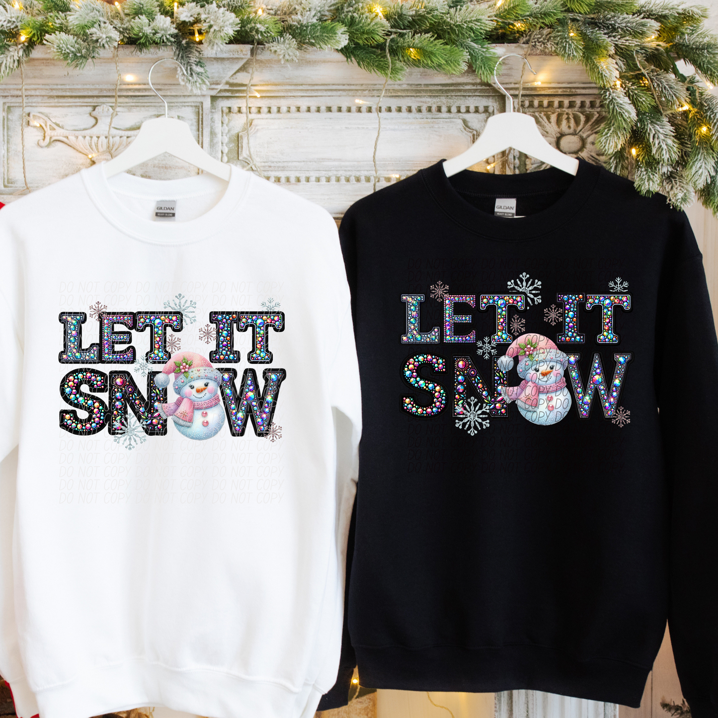 LET IT SNOW PINK SNOWMAN DTF TRANSFER