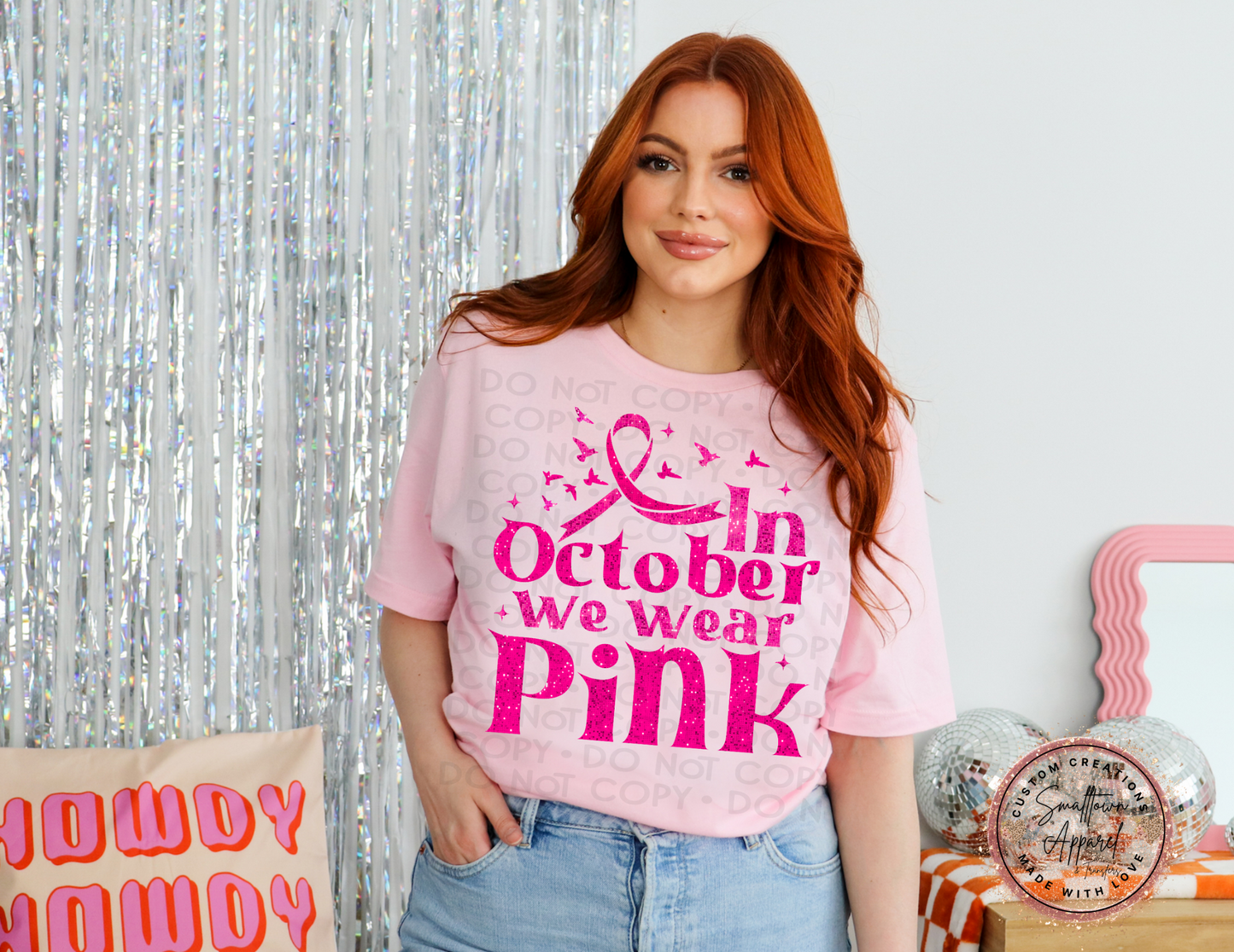 IN OCTOBER WE WEAR PINK SEQUIN DTF TRANSFER